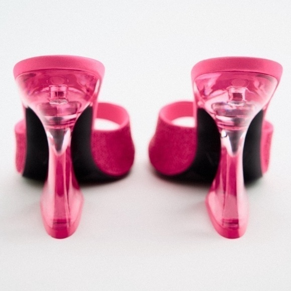 Zara Hot Pink Methacrylate Heeled Sandals NWT - Picture 3 of 8